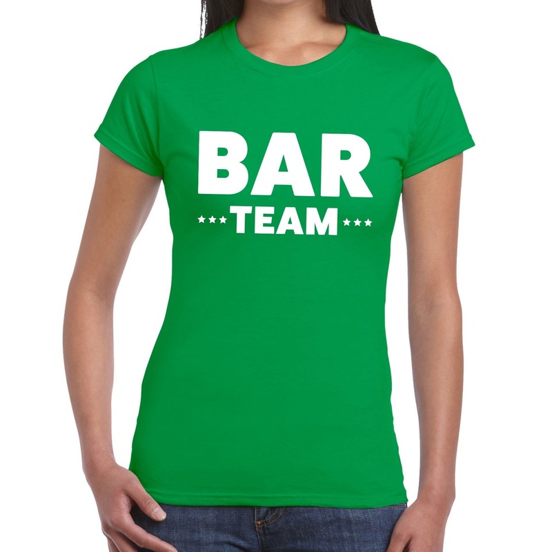 Bar Team tekst t-shirt groen dames - personeel / bar team shirt Top Merken Winkel